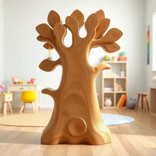 Tree-shaped wooden bookcases, children's bookcases, library bookcases - Premium Handmade Solid Wood Furniture & Decorative Piece