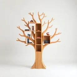 Unique Tree Bookshelf, A Perfect Gift for Book Lovers. - Solid Wood Tree-Inspired Decorative Bookshelf for Home & Office