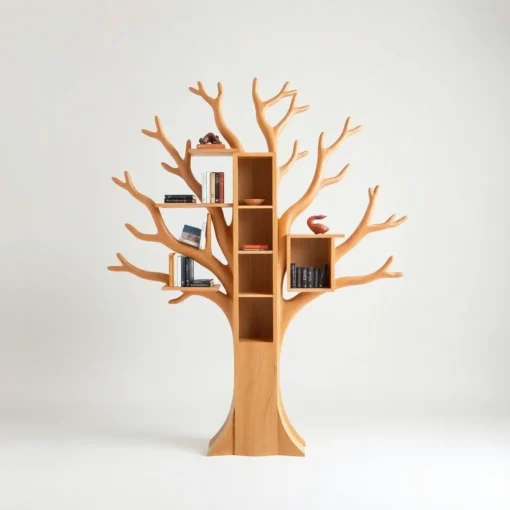 Unique Tree Bookshelf, A Perfect Gift for Book Lovers. - Solid Wood Tree-Inspired Decorative Bookshelf for Home & Office