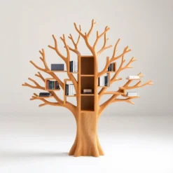 Unique Tree Branch Bookshelf, A Blend of Nature and Elegance. - Solid Wood Tree-Inspired Decorative Bookshelf for Home & Office