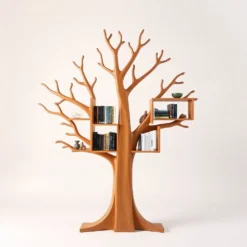 Wall-mounted bookshelf decorates the living room. Decorative bookshelf shaped like aged wood - Solid Wood Tree-Inspired Decorative Bookshelf for Home & Office