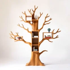Wooden Tree Bookshelf, A Creative Way to Organize Your Books . - Solid Wood Tree-Inspired Decorative Bookshelf for Home & Office