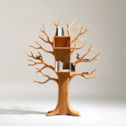 Wooden Tree Bookshelf, A Unique Handmade Masterpiece - Solid Wood Tree-Inspired Decorative Bookshelf for Home & Office